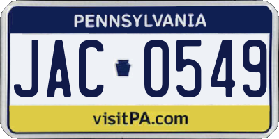 PA license plate JAC0549