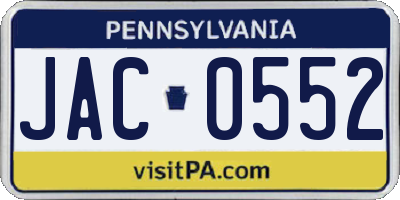 PA license plate JAC0552