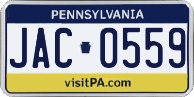 PA license plate JAC0559