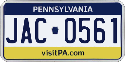 PA license plate JAC0561