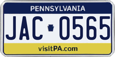 PA license plate JAC0565