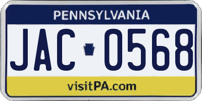 PA license plate JAC0568