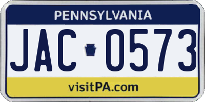 PA license plate JAC0573