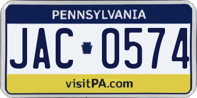 PA license plate JAC0574