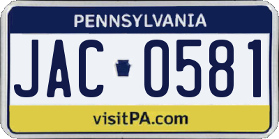 PA license plate JAC0581