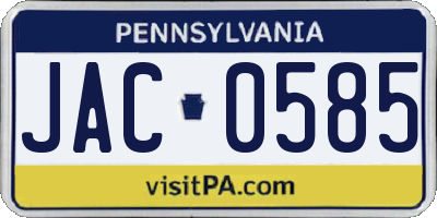 PA license plate JAC0585