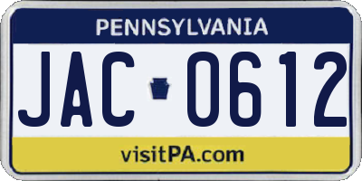 PA license plate JAC0612