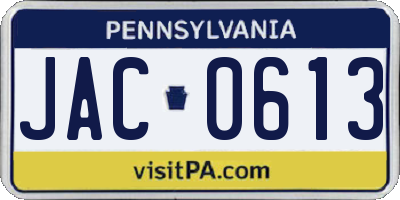 PA license plate JAC0613
