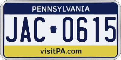 PA license plate JAC0615