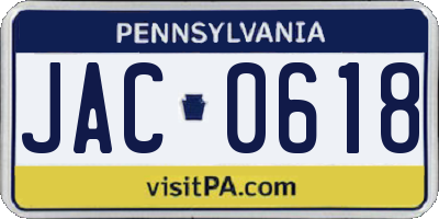 PA license plate JAC0618