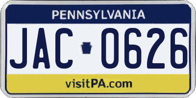 PA license plate JAC0626