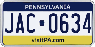 PA license plate JAC0634