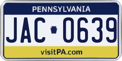 PA license plate JAC0639