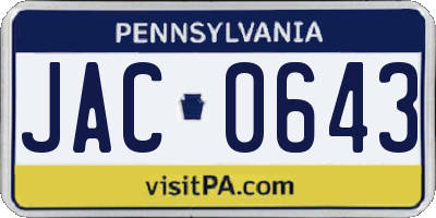 PA license plate JAC0643