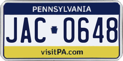 PA license plate JAC0648