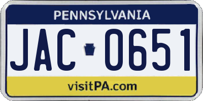 PA license plate JAC0651