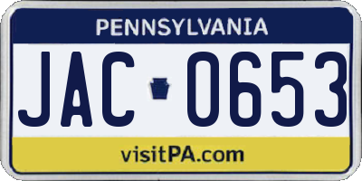 PA license plate JAC0653