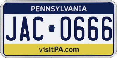 PA license plate JAC0666