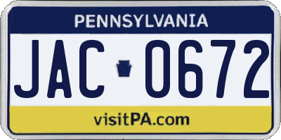 PA license plate JAC0672