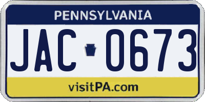 PA license plate JAC0673