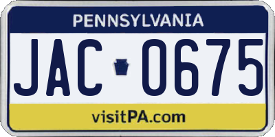 PA license plate JAC0675