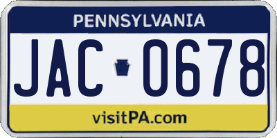 PA license plate JAC0678