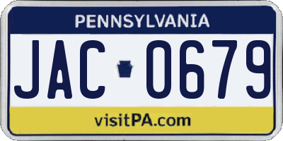 PA license plate JAC0679