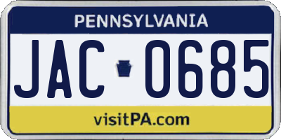 PA license plate JAC0685