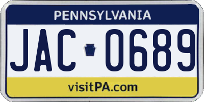 PA license plate JAC0689