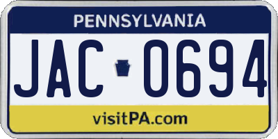 PA license plate JAC0694