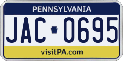 PA license plate JAC0695