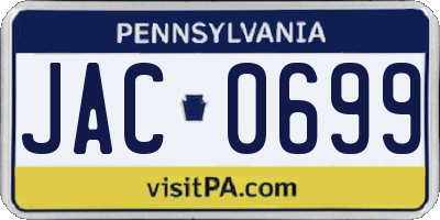 PA license plate JAC0699