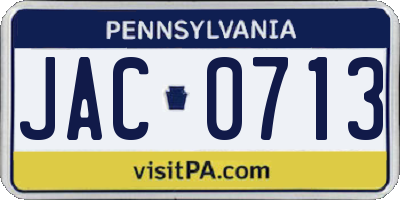 PA license plate JAC0713