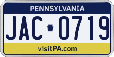 PA license plate JAC0719