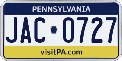 PA license plate JAC0727