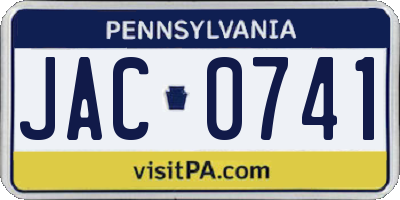 PA license plate JAC0741