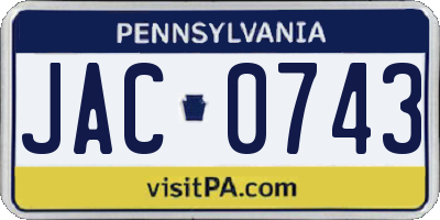 PA license plate JAC0743