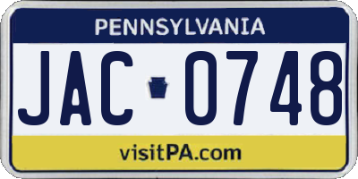 PA license plate JAC0748