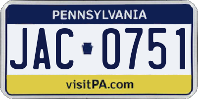 PA license plate JAC0751