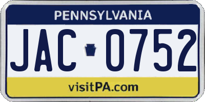 PA license plate JAC0752