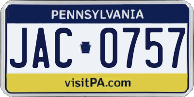 PA license plate JAC0757