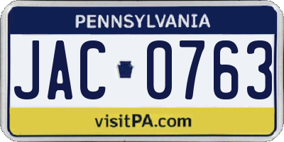 PA license plate JAC0763