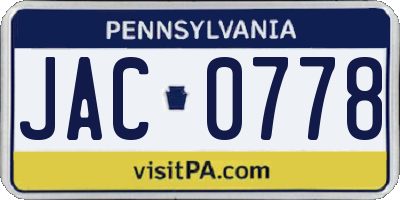 PA license plate JAC0778
