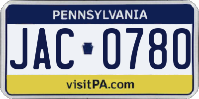 PA license plate JAC0780