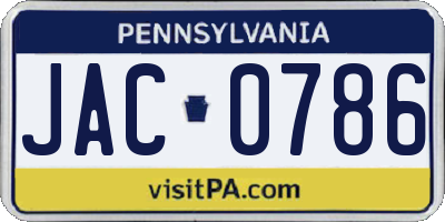 PA license plate JAC0786