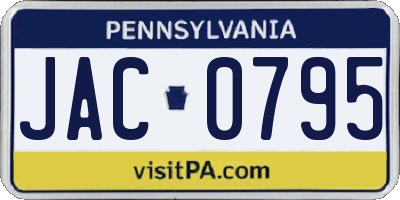 PA license plate JAC0795