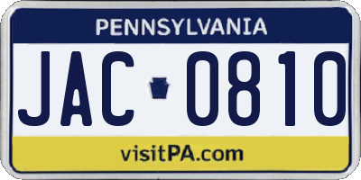 PA license plate JAC0810