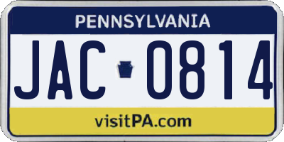 PA license plate JAC0814