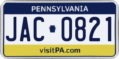 PA license plate JAC0821