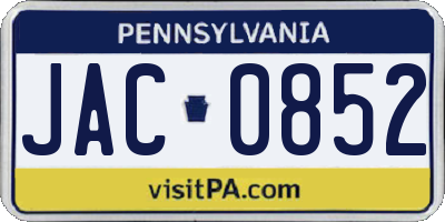 PA license plate JAC0852